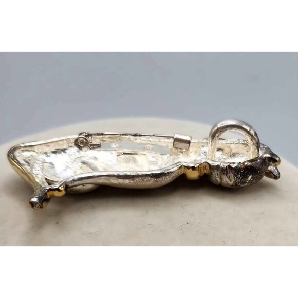 Vintage MJ Silver And Gold Tone cat Brooch/Pendant - Picture 4 of 5